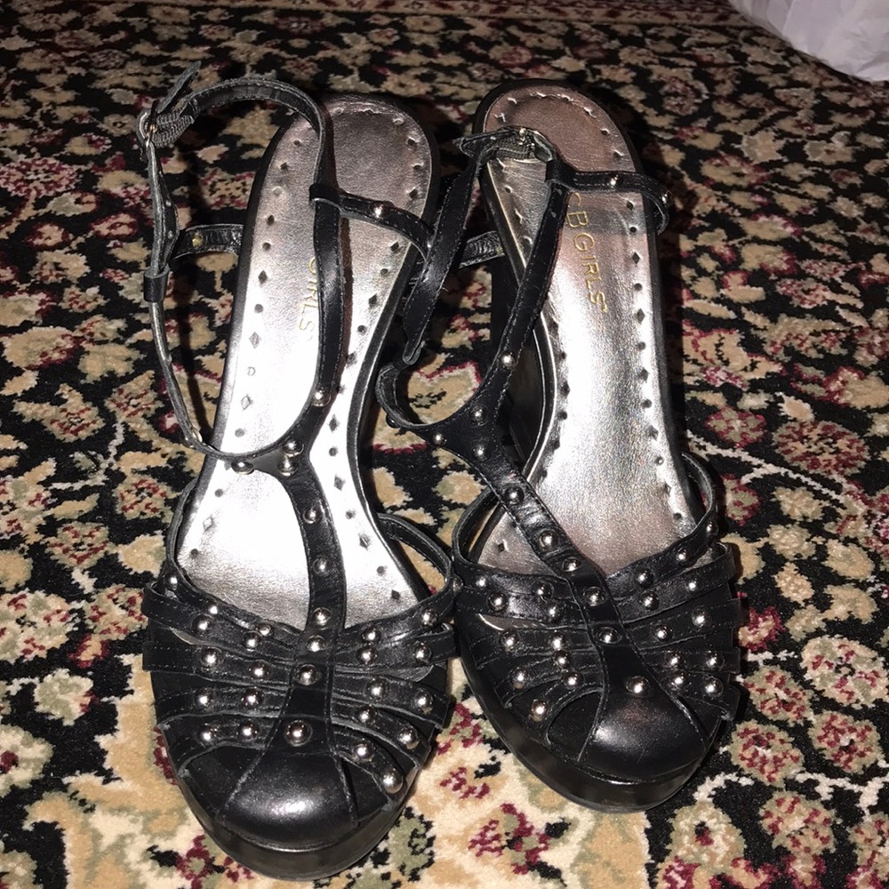 Black wedges with Silver Studs
